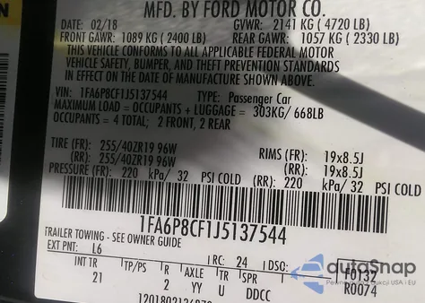 2018 Ford Mustang Gt from USA, damaged, VIN 1FA6P8CF1J5137544